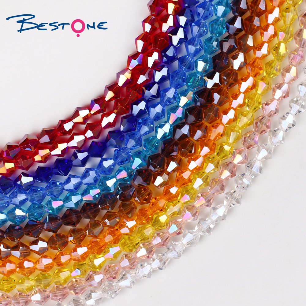 Bestone Wholesale 4mm 6mm 8mm 10mm AB Color Faceted Bicone Glass Crystal Beads For Jewelry Making