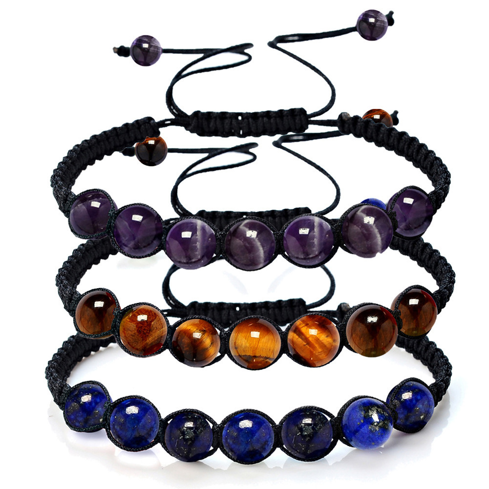 Bestone Healing Crystal Beads Adjustable Stone Chakra Bracelet for Women