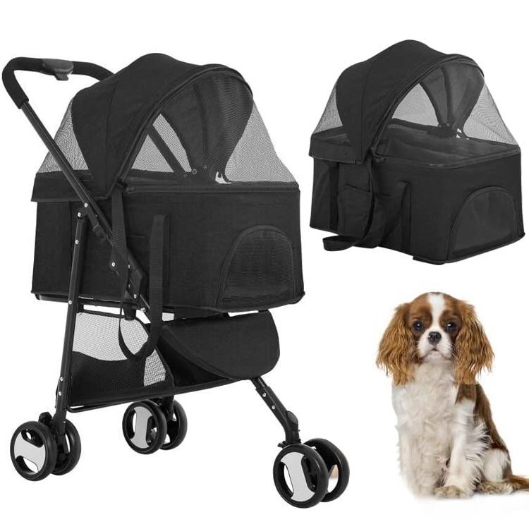 luxury pet stroller travel 3 wheel dog strollers with removable carriage