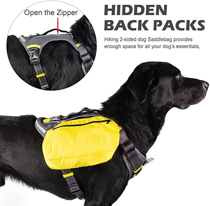 Multi-Functional Adjustable Soft Padded Dog Harness with Saddle Bags Backpack