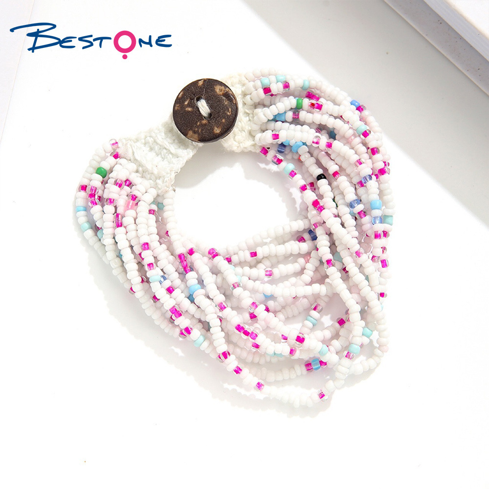 Bestone Wholesale Cross-border Bohemian Colored Crochet Cloth Head Seed Bead Bracelet Handmade Woven