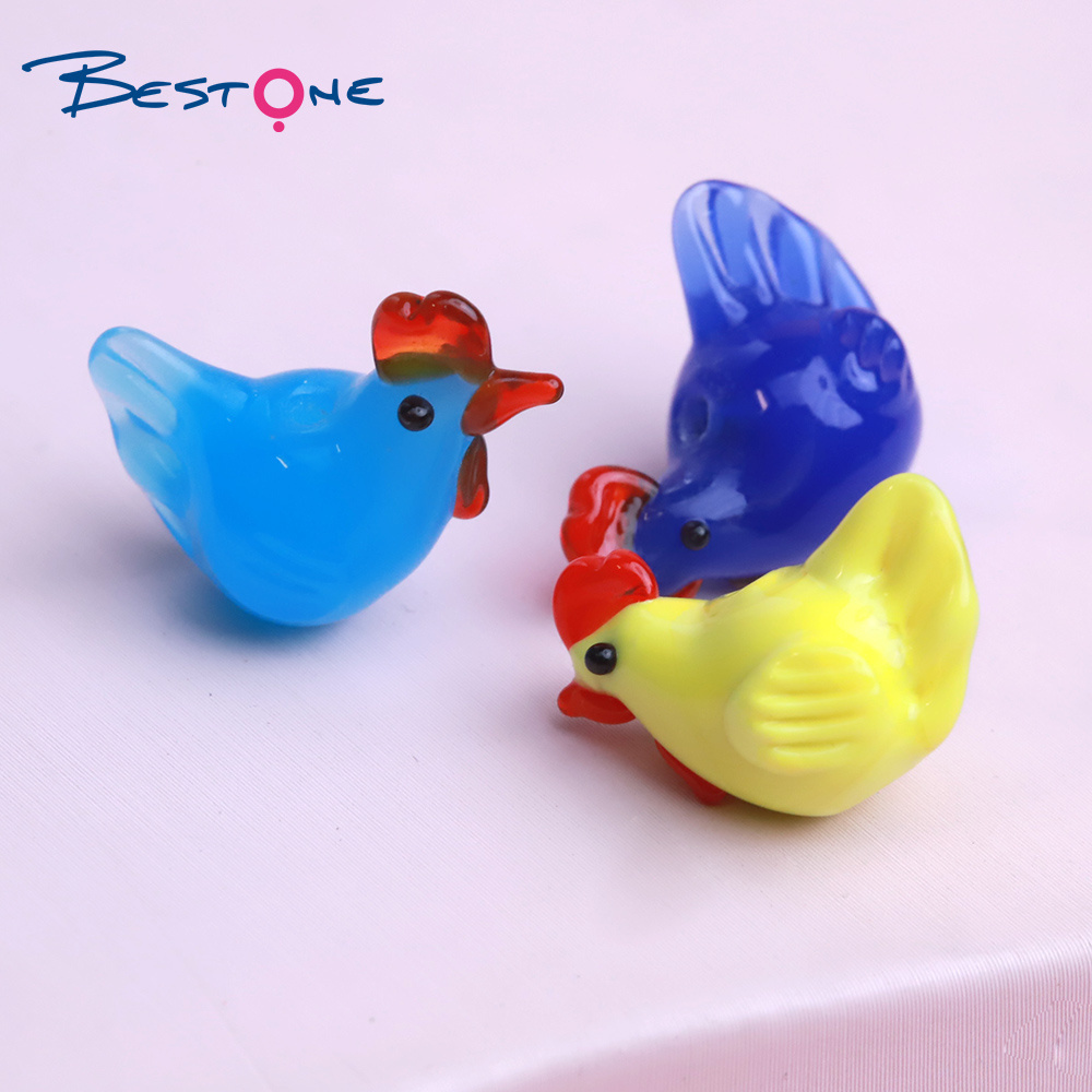 Bestone Customized Exquisite Animal Multi-color Glass Loose Beads Hen DIY Glass Beads Wholesale