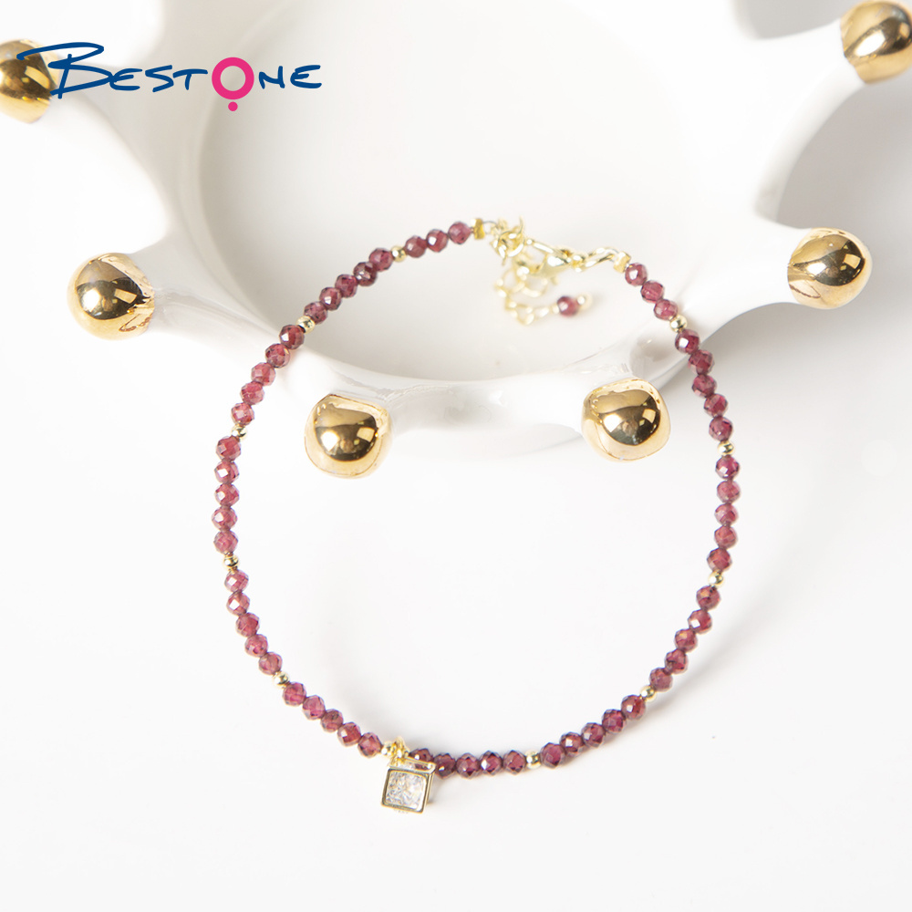 Bestone Hot Sale Charm Bracelet Small Gemstone Beads Bracelet for Women