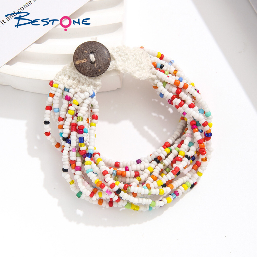 Bestone Wholesale Cross-border Bohemian Colored Crochet Cloth Head Seed Bead Bracelet Handmade Woven