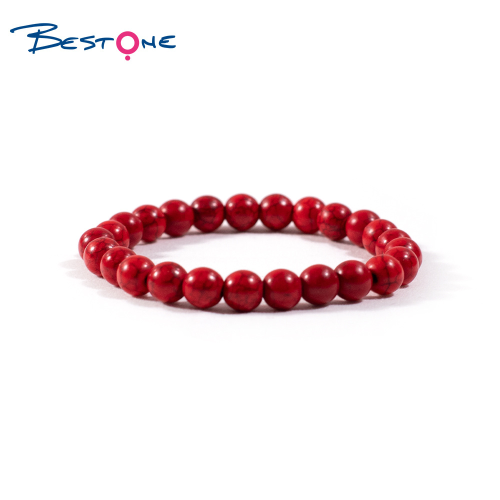 Bestone Fashion Jewelry 8mm Natural Gemstone Magnetic Turquoise Beads Healing Women Stone Bracelet