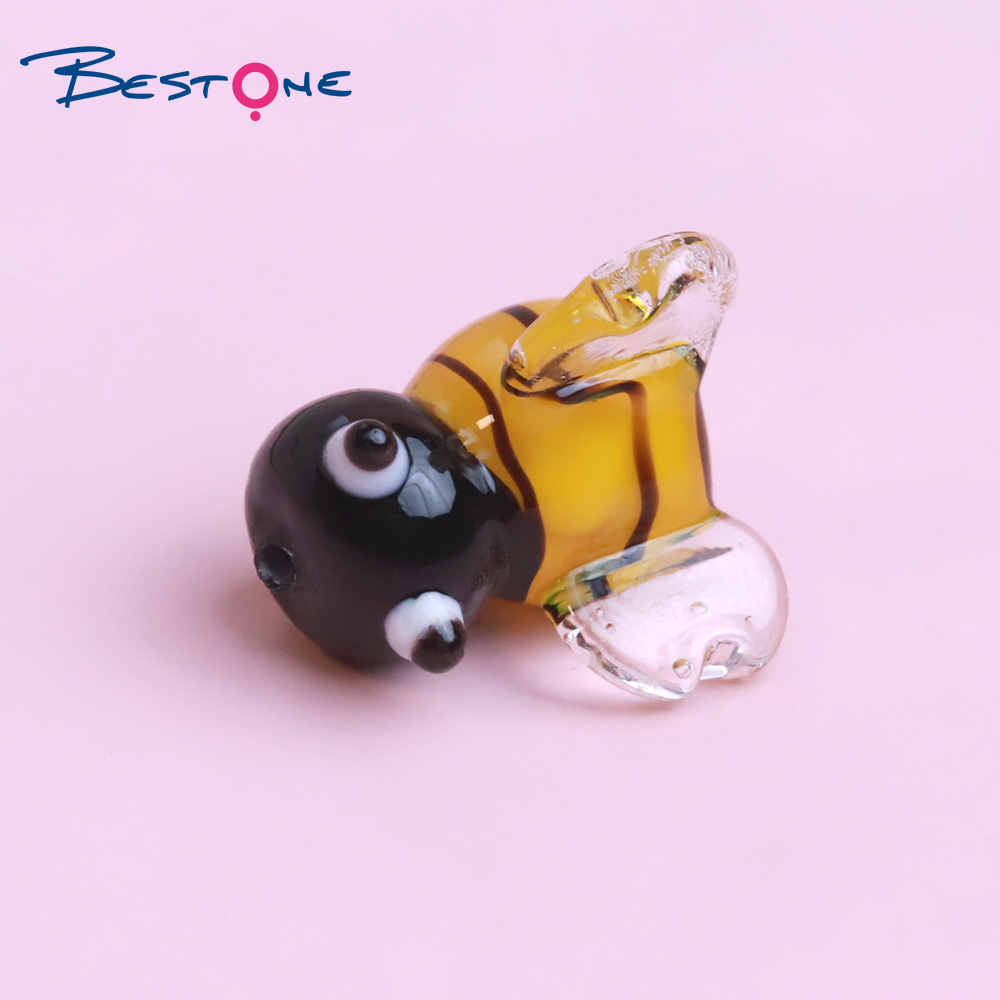 Bestone Custom Miniature Small Cute Lampwork Glass Honey Bee Animal Figurine Beads for DIY Jewelry