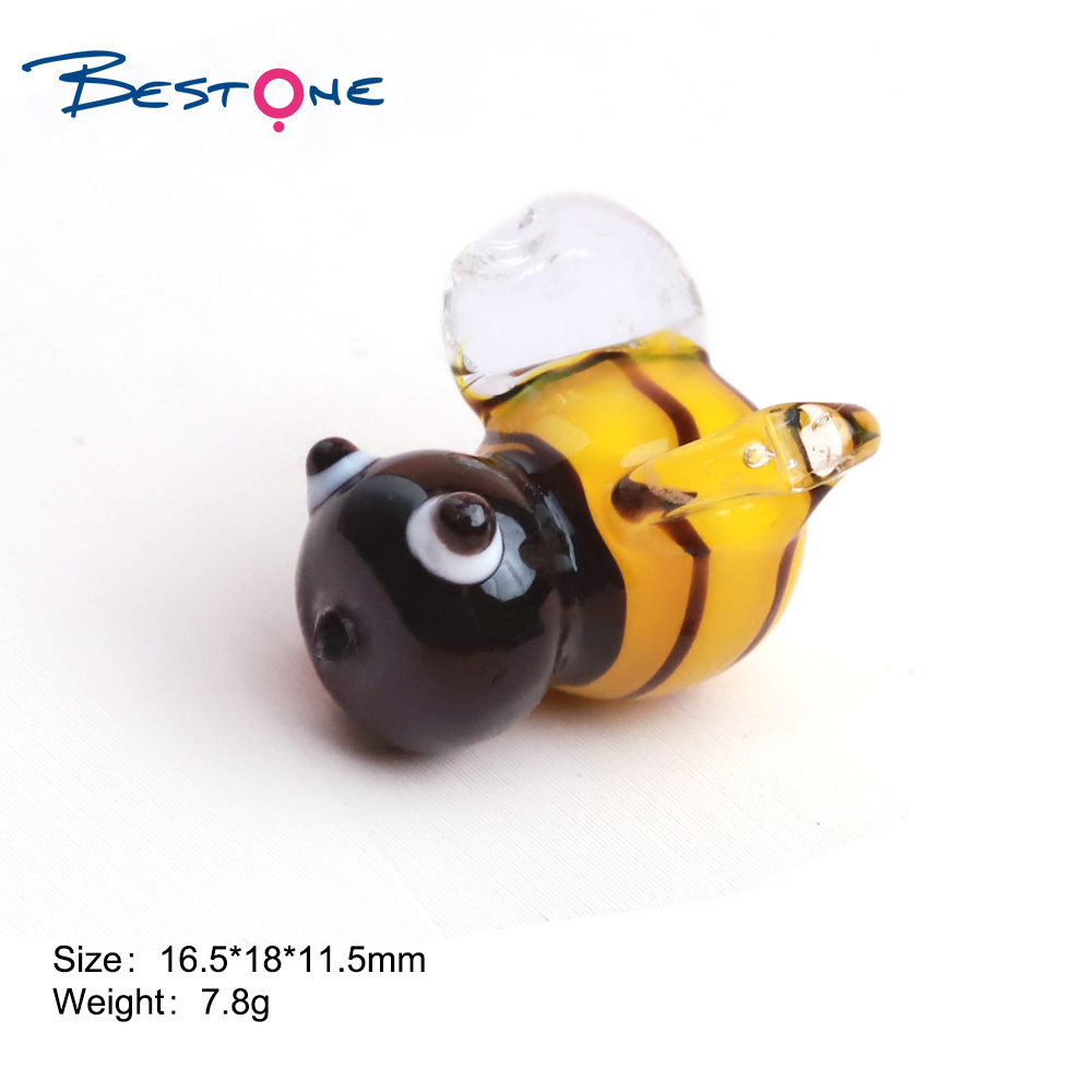 Bestone Custom Miniature Small Cute Lampwork Glass Honey Bee Animal Figurine Beads for DIY Jewelry