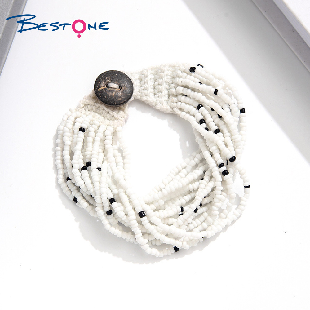 Bestone Wholesale Cross-border Bohemian Colored Crochet Cloth Head Seed Bead Bracelet Handmade Woven