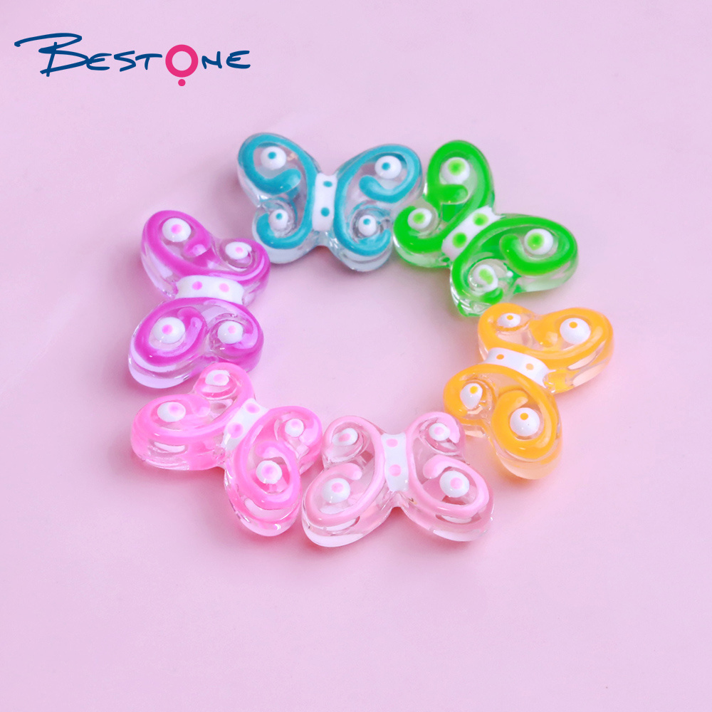 Bestone Custom Glass Beads Bulk Fancy Butterfly Painted Handmade Glass Beads for Jewelry Making Wholesale