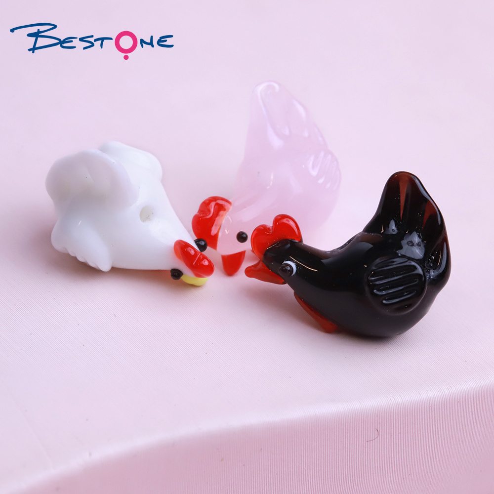 Bestone Customized Exquisite Animal Multi-color Glass Loose Beads Hen DIY Glass Beads Wholesale