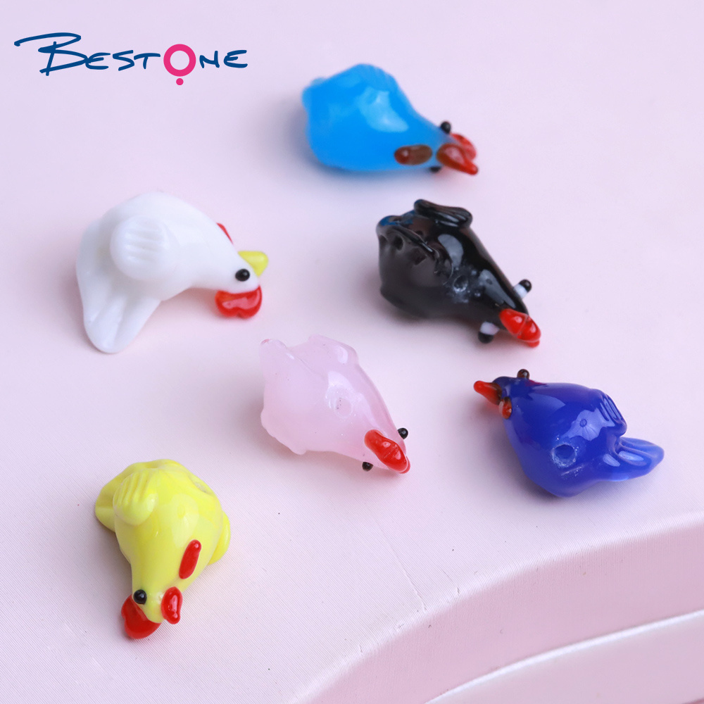 Bestone Customized Exquisite Animal Multi-color Glass Loose Beads Hen DIY Glass Beads Wholesale