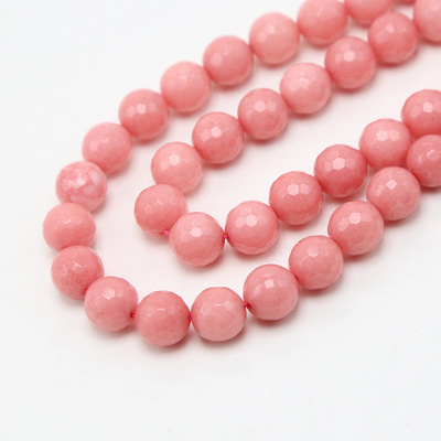 2020 Latest 10mm Pink Dyed Jade Faceted Round Gemstone Loose Beads for DIY Jewelry Making