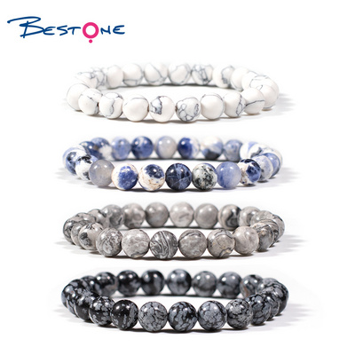 Bestone Fashion Jewelry 8mm Natural Gemstone Magnetic Turquoise Beads Healing Women Stone Bracelet