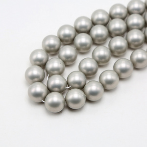 Bestone 16mm Round Grey Shell Pearl Loose Beads for DIY Jewelry Making