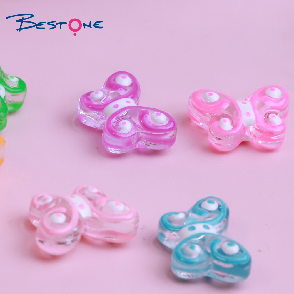 Bestone Custom Glass Beads Bulk Fancy Butterfly Painted Handmade Glass Beads for Jewelry Making Wholesale