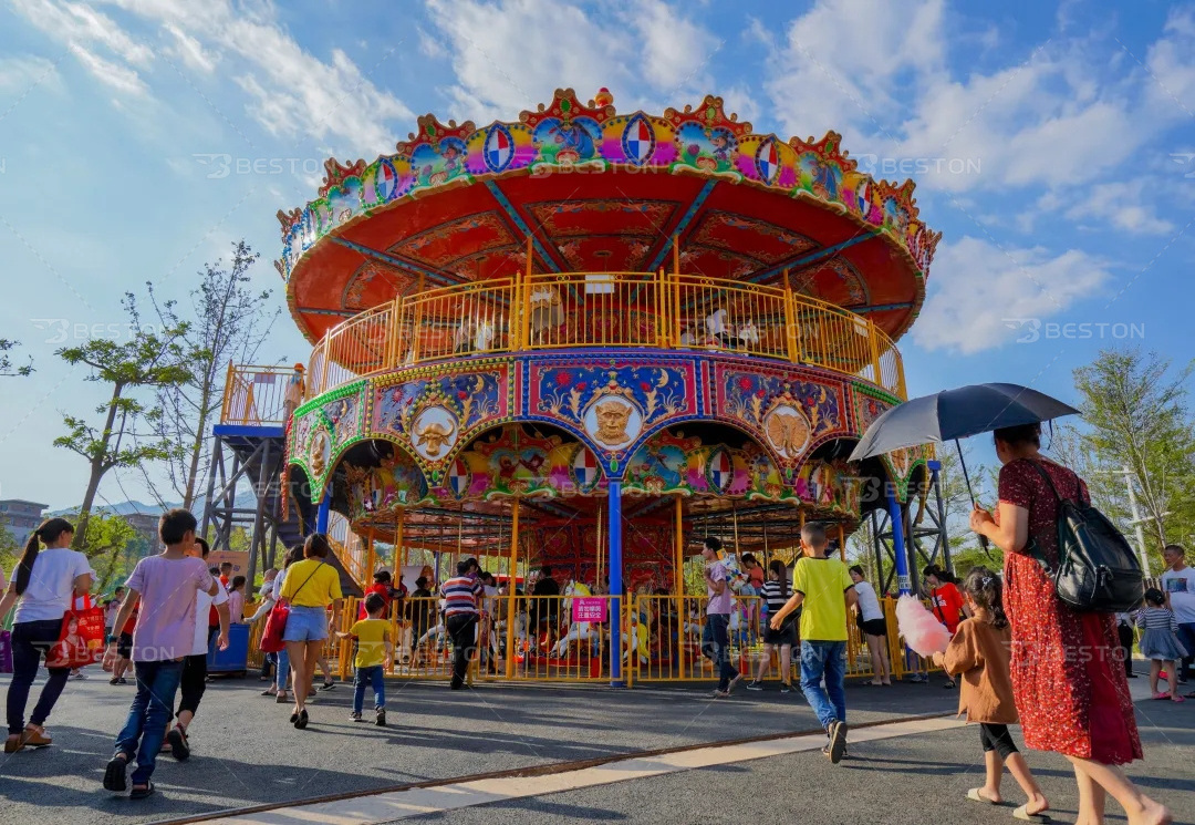 China Commercial Kids Merry Go Round Fairground Large Double-Decker Carouse Horse Ride