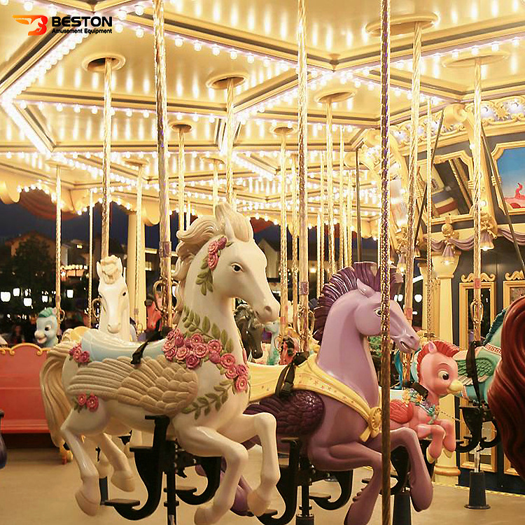 Electric Merry Go Round  Theme Park Carousel Rides 2 Years 1 Set Customized Size 220V/380V Carousel Horses