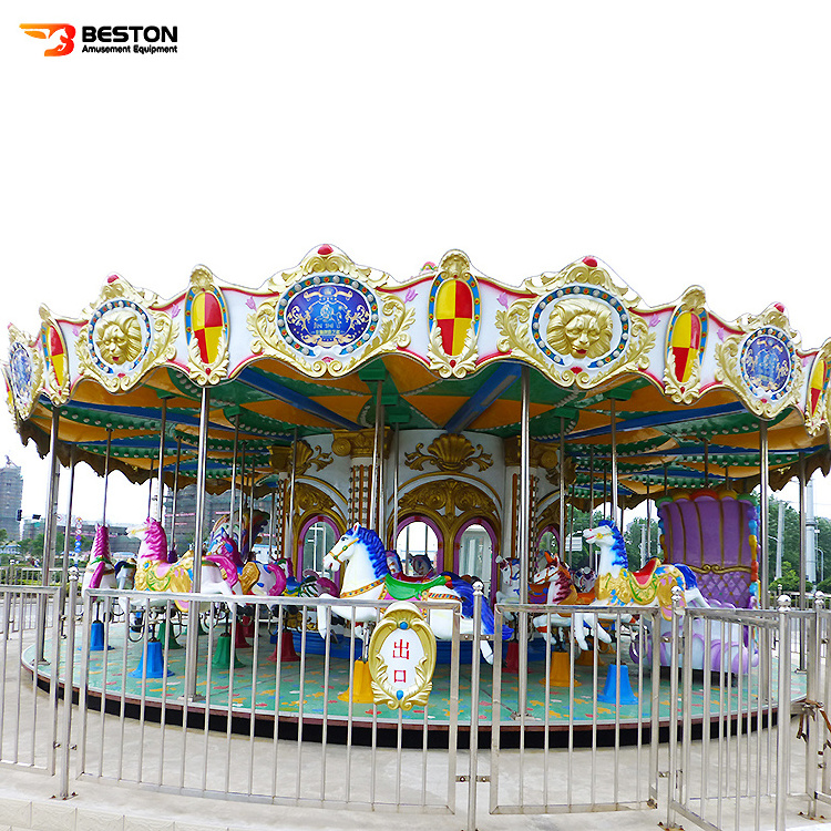 Rides Carousel New Material Fairground Merry Go Round Carousel for Sale Outdoor Amusement Park Music Christmas Wooden Case 1 Set