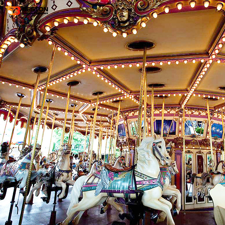 Electric Merry Go Round  Theme Park Carousel Rides 2 Years 1 Set Customized Size 220V/380V Carousel Horses