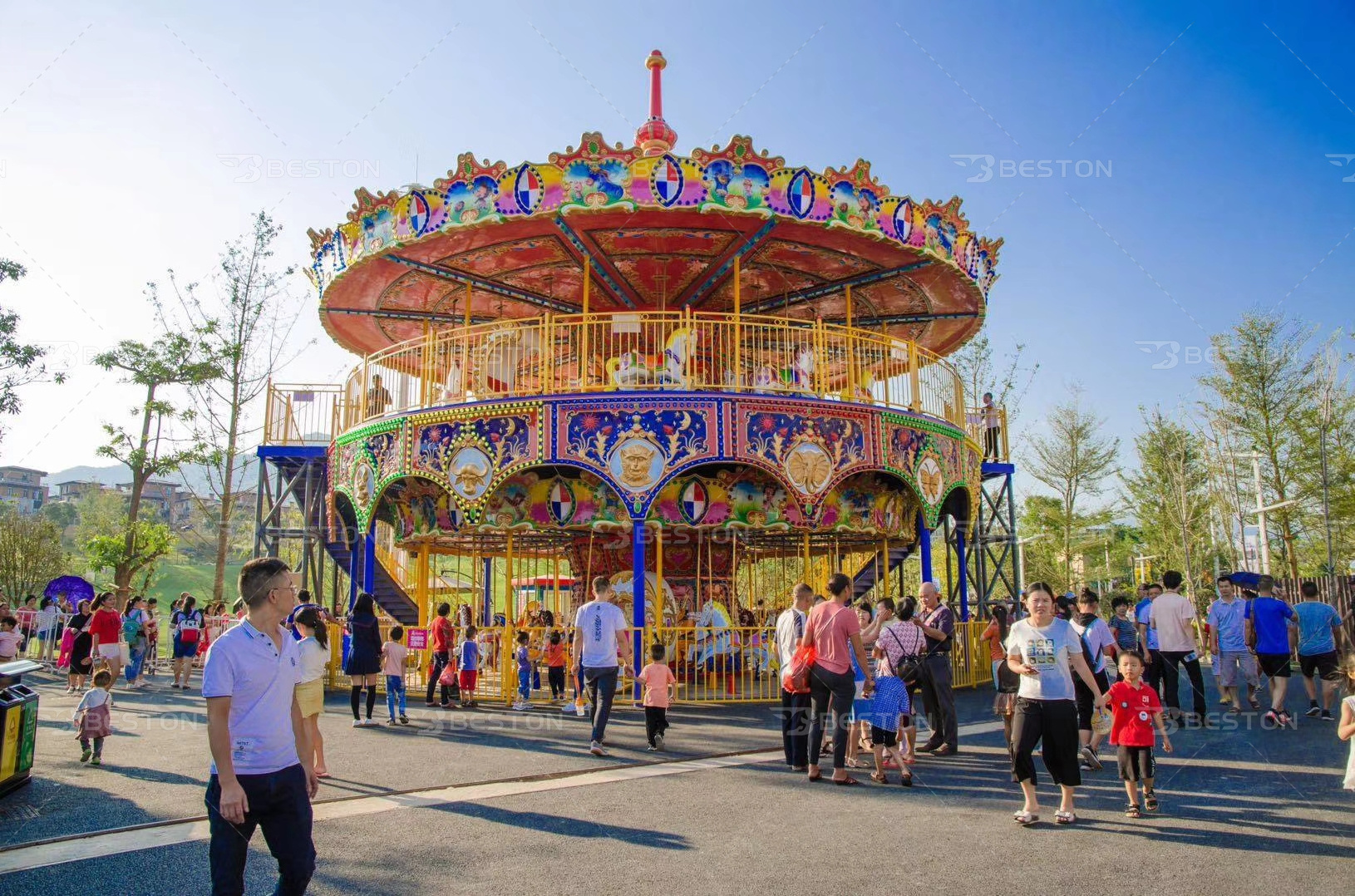 China Commercial Kids Merry Go Round Fairground Large Double-Decker Carouse Horse Ride