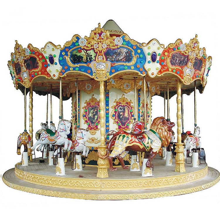 Rides Carousel New Material Fairground Merry Go Round Carousel for Sale Outdoor Amusement Park Music Christmas Wooden Case 1 Set