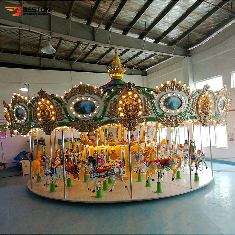 Rides Carousel New Material Fairground Merry Go Round Carousel for Sale Outdoor Amusement Park Music Christmas Wooden Case 1 Set