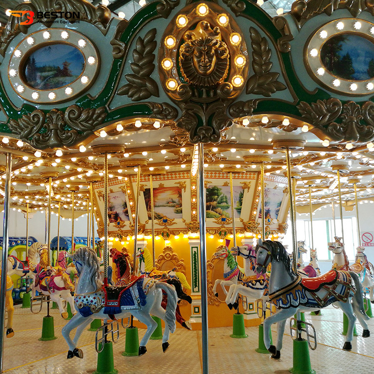 Electric Merry Go Round  Theme Park Carousel Rides 2 Years 1 Set Customized Size 220V/380V Carousel Horses