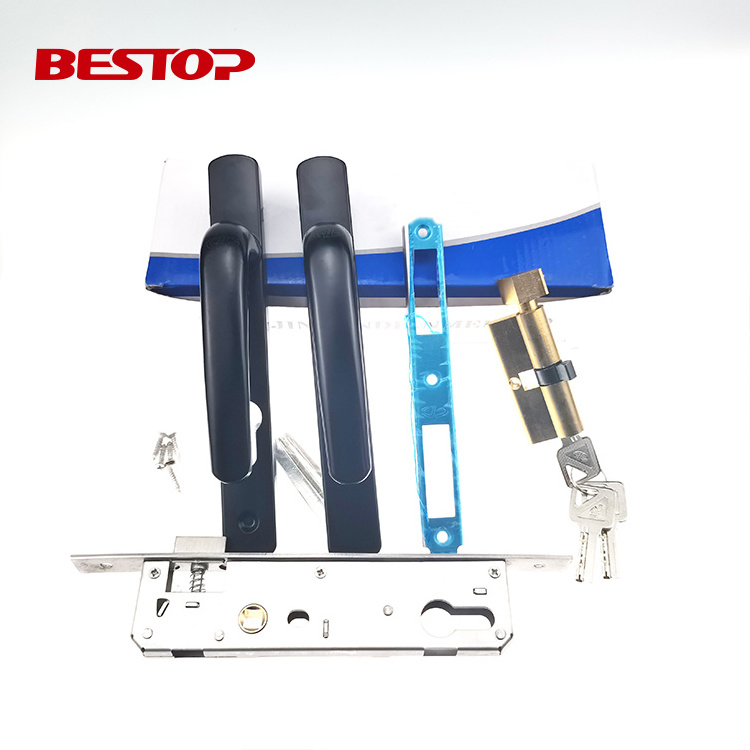 Aluminum handle single point Door lever Lock with keys lock body  Set With lock cylinder Vietnam market