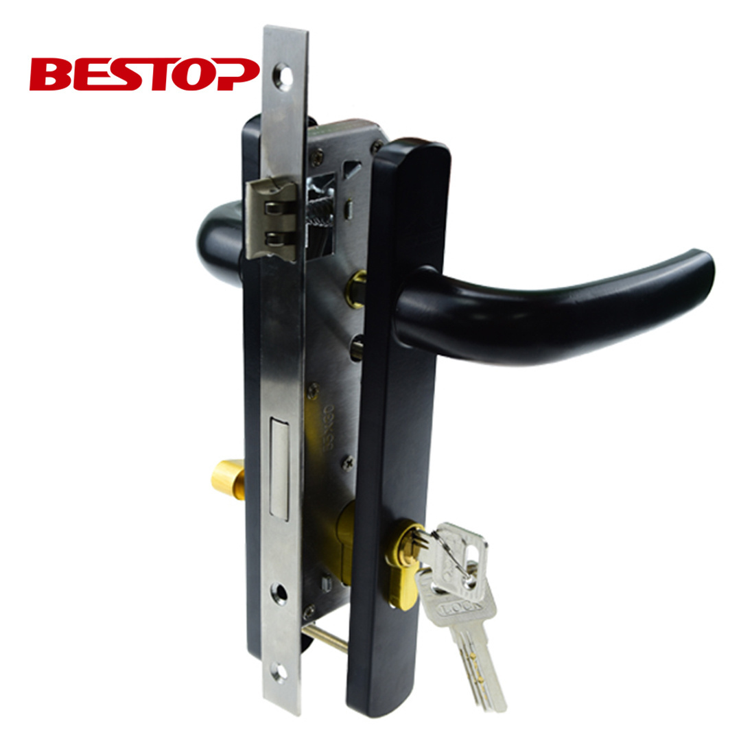 Factory Aluminium Door Handle Lock Set With Single Open Cylinder And Keys