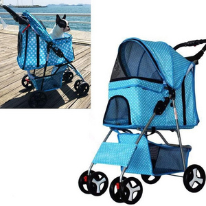 Low MOQ Wholesale 4 Wheel Dog Stroller for small Dog Foldable Pet Stroller Quick Installation Wheeled Pet Carrier