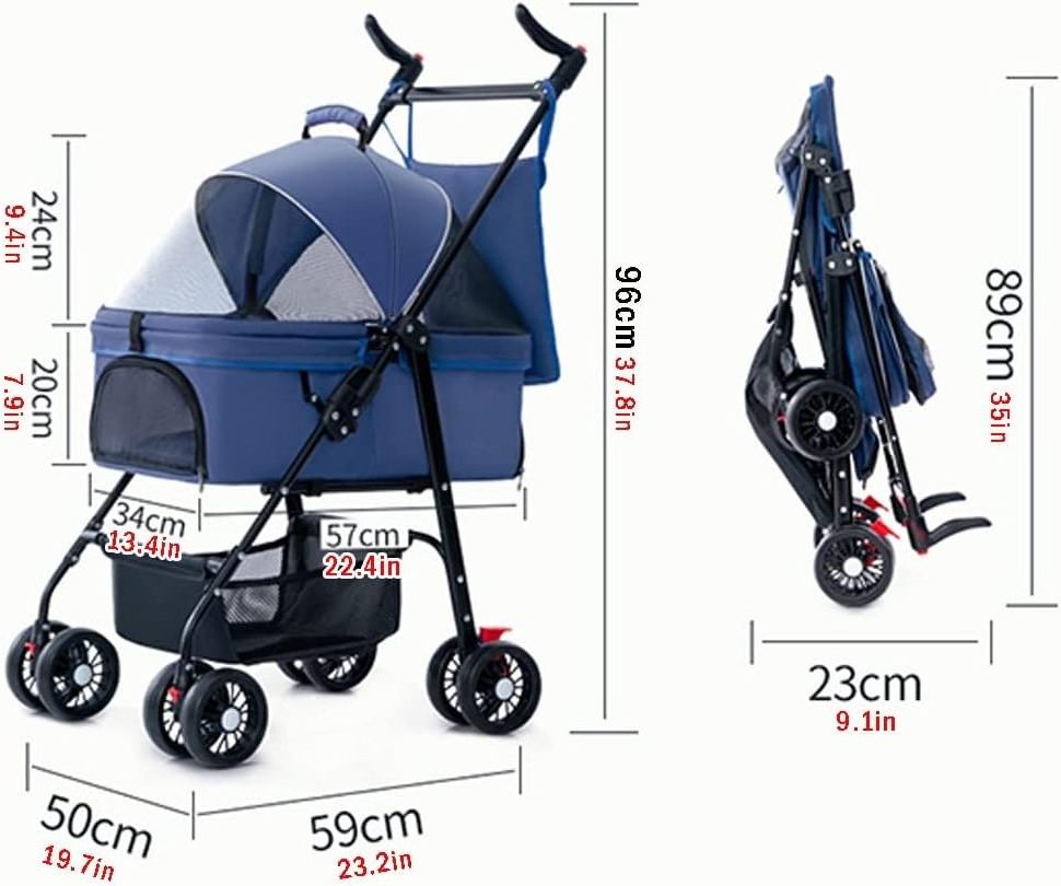 LOW MOQ Detachable Pet Stroller with Detachable Carrier Foldable Dog Stroller for Small and Two dogs Portable Pet Trolley