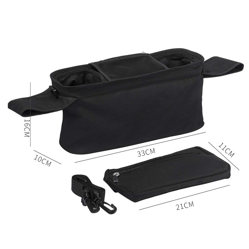 Wholesale Hot sale oxford Pet stroller accessory bag travel outdoor carrier for pet Stroller Organizer Bag With Cup Holders