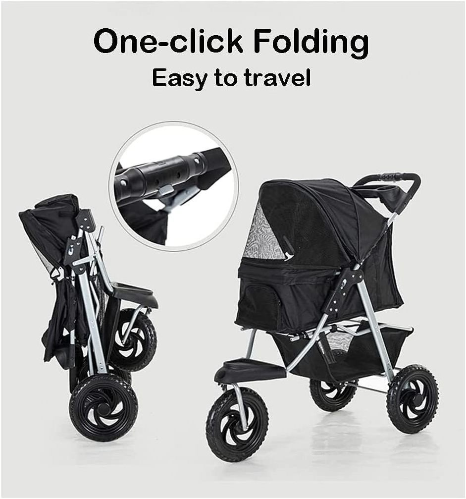 Luxury Pet Stroller for cats and dogs, Foldable 3 wheel Dog Stroller for Small and Medium Dogs, Preimium Dog Trolley