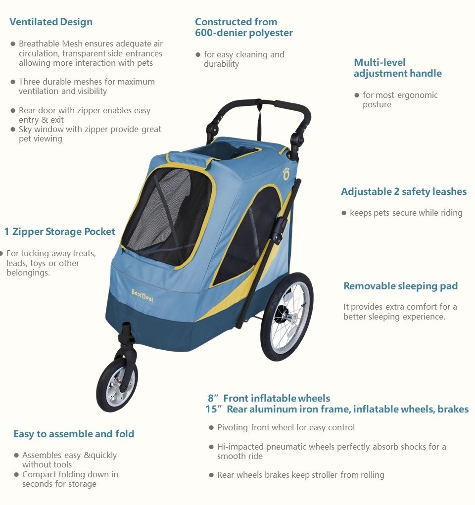 Pet Dog Stroller And Bike Pet Trailer for Small And Medium Dogs,Heavy-Duty Pet Strollers,Premium Dog Buggies with Rear Brake Sys