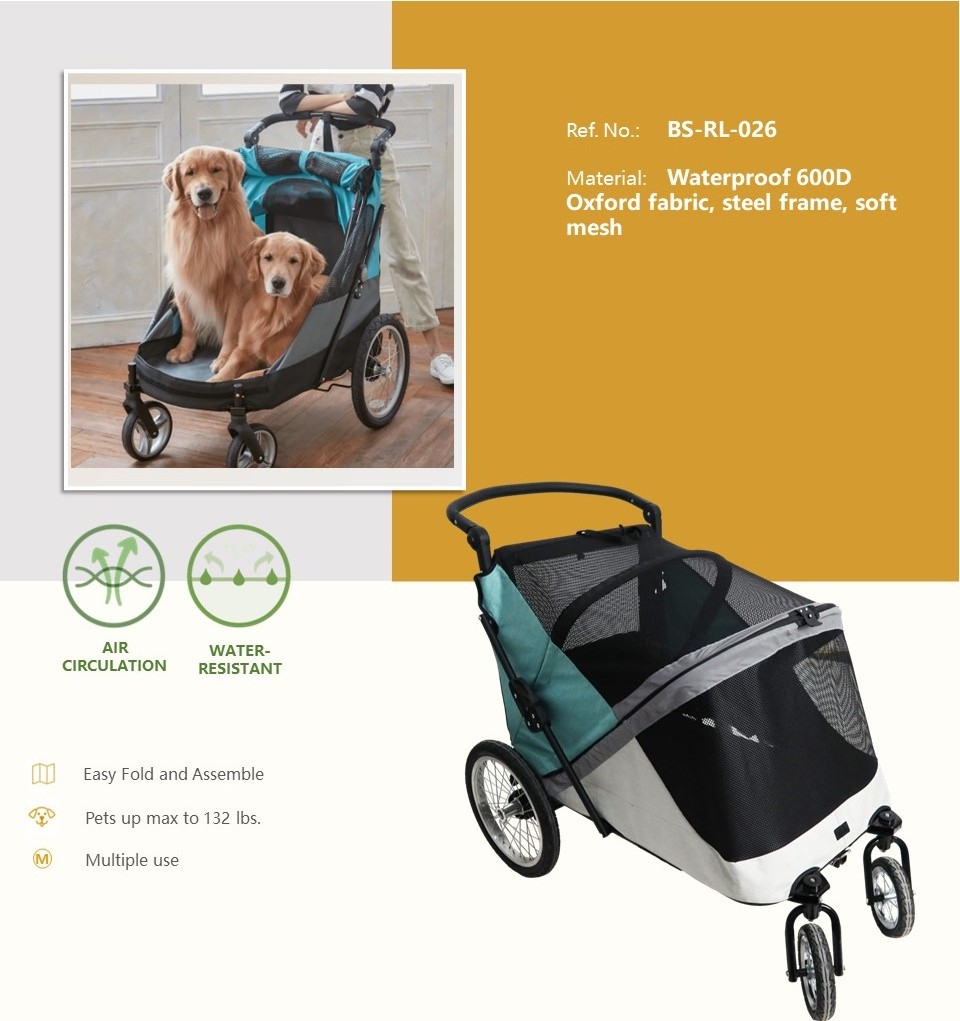 Wholesale Luxury Pet Stroller for cats and dogs, Foldable Dog Stroller for large dogs or 2 dogs,Heavy Duty Pet Gear Wagon Cart