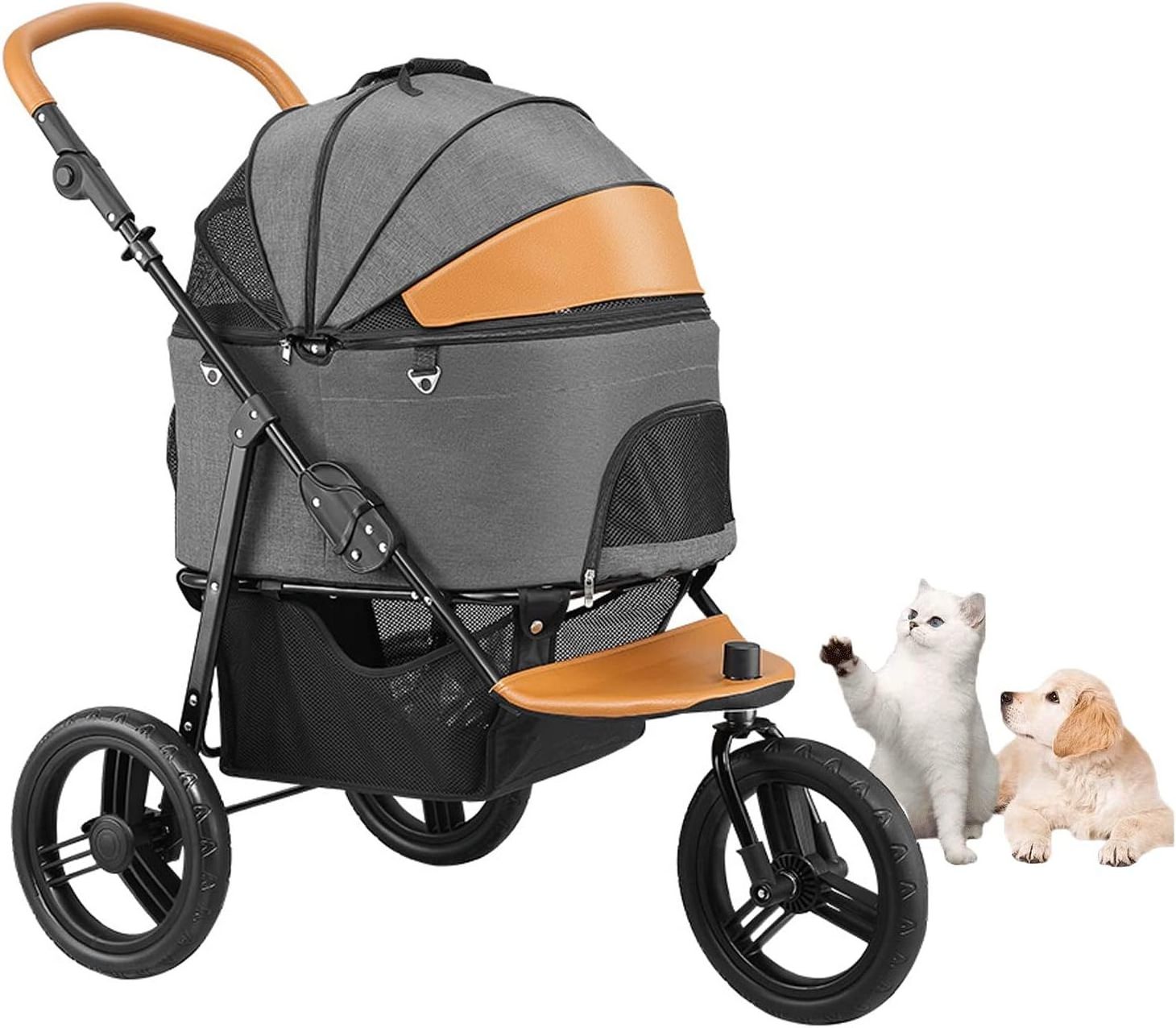 Low MOQ luxury 3 Wheel Pet Stroller for Cats and Dogs Detachable Dog Jogging Stroller for medium dog Portable Pet Trolley