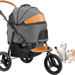 Low MOQ luxury 3 Wheel Pet Stroller for Cats and Dogs Detachable Dog Jogging Stroller for medium dog Portable Pet Trolley