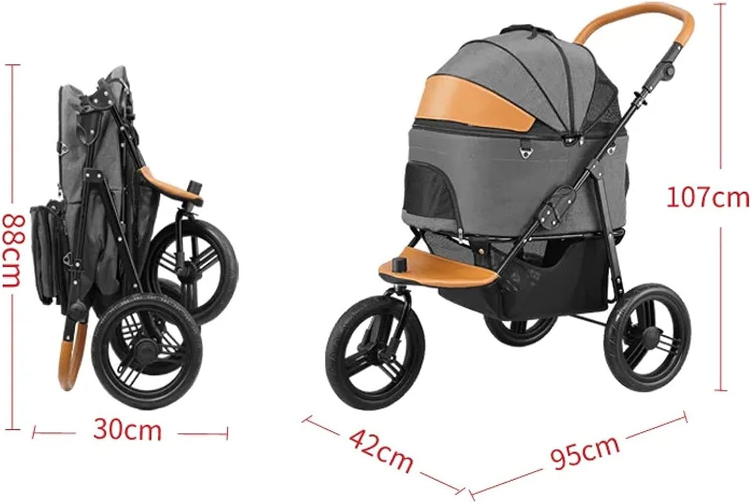 Low MOQ luxury 3 Wheel Pet Stroller for Cats and Dogs Detachable Dog Jogging Stroller for medium dog Portable Pet Trolley