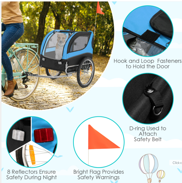 Low MOQ & shipping cost Large Dog Bike Trailer Dog Cart Folding Outdoor Riding Travel Trailer Foldable Bicycle Stroller Jogger