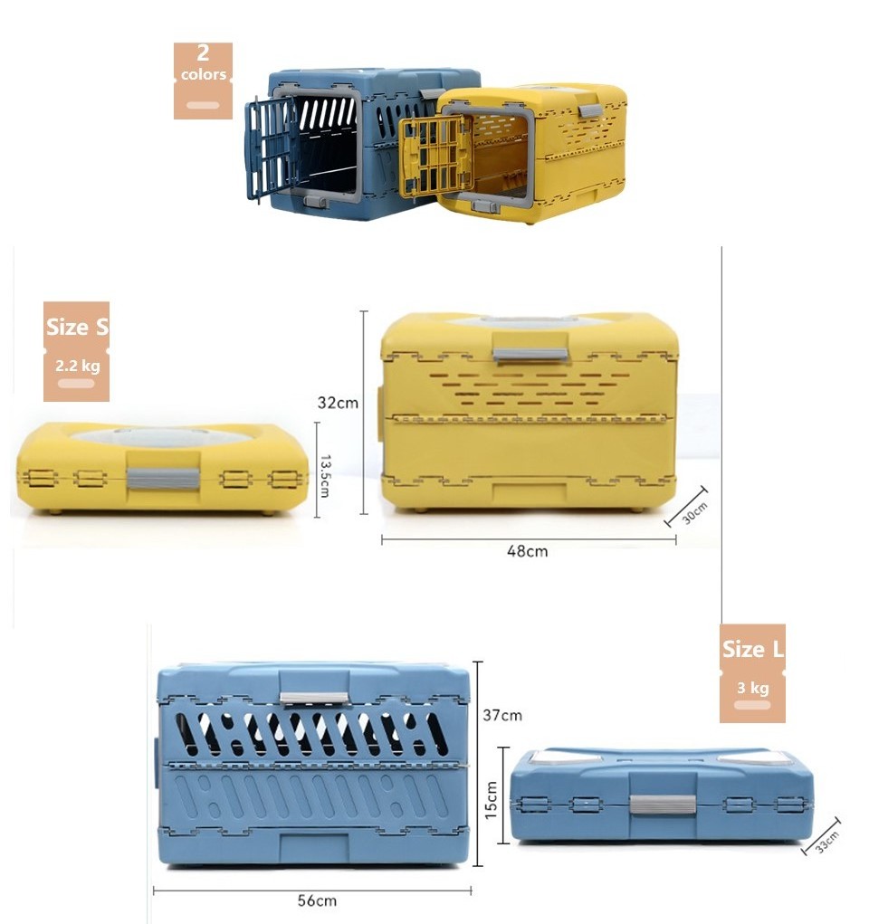 IATA Plastic Airline Shipping Approved Dog Transport Box Collapsible Pet Cages Bag Carrier And Travel Puppy Crates Kennel