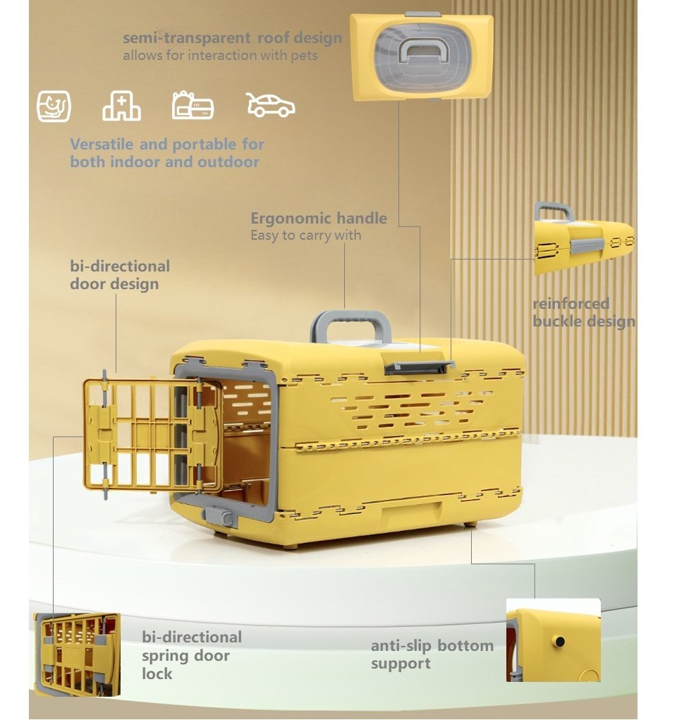 IATA Plastic Airline Shipping Approved Dog Transport Box Collapsible Pet Cages Bag Carrier And Travel Puppy Crates Kennel