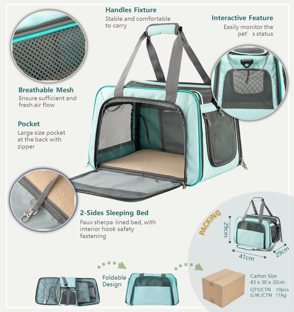 Portable Airline Approved Versatile Pet Carrier: Airline Approved, Breathable with Dual-Opening Mesh Design