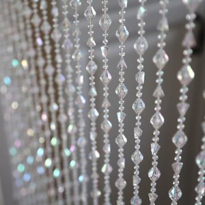 CRYSTAL IRIDESCENT DIAMOND GEMSTONE LONG BEADED CURTAIN