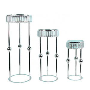 Wedding Party Crystal Silver Flower  Metal Stand