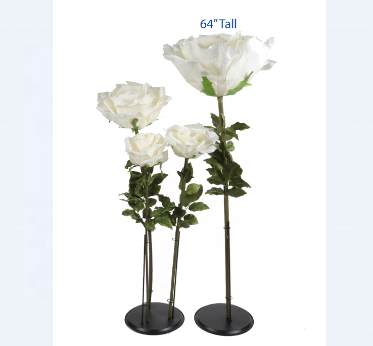 Giant Artificial Silk Flowers Long Stem Backdrop Stand For Wedding Flowers