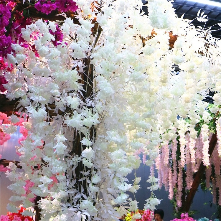 Factory Artificial Trees Hanging Silk White Cherry Blossoms Flowers Branches