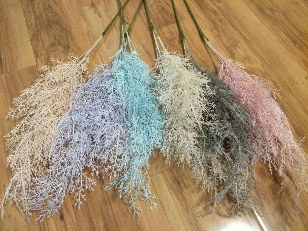 Artificial Rime Flower Pine Smog Tree Branch Plastic Grass For Wedding Decoration Plant Leaf Wedding Ceiling Decoration