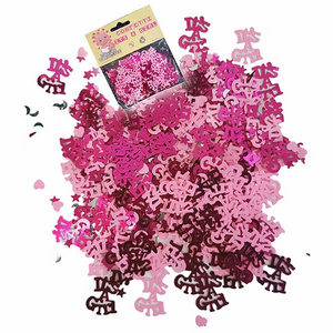 Baby Shower Girl Pink Party Decorations Table Foil Metallic Confetti