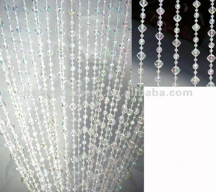 CRYSTAL IRIDESCENT DIAMOND GEMSTONE LONG BEADED CURTAIN