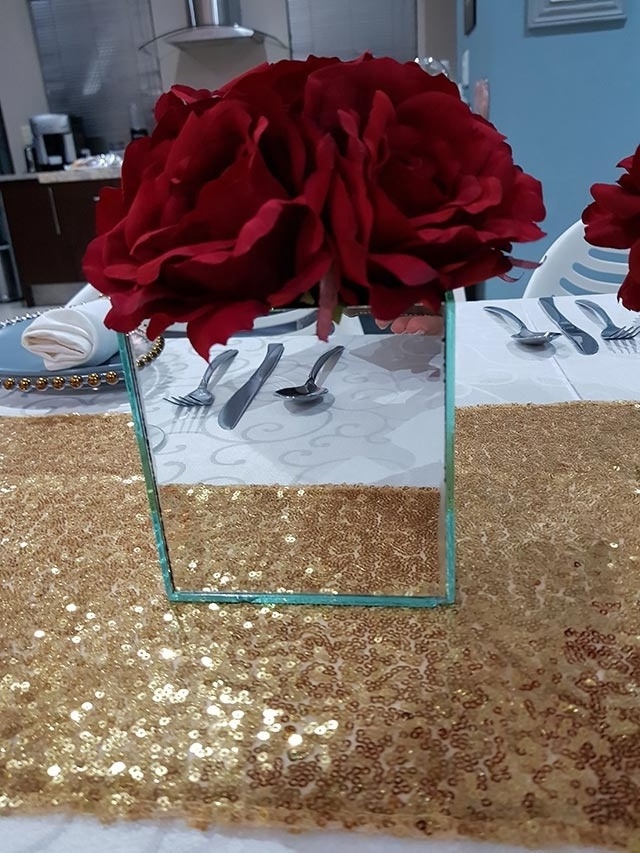 Square Glass Mirror Risers Cube Vase For Wedding Table Centerpiece